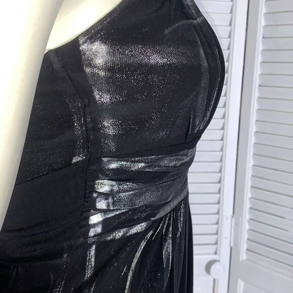 Vintage 90’s Y2K Black Empire Waist Metallic Party Dress Size Small - Picture 8 of 16